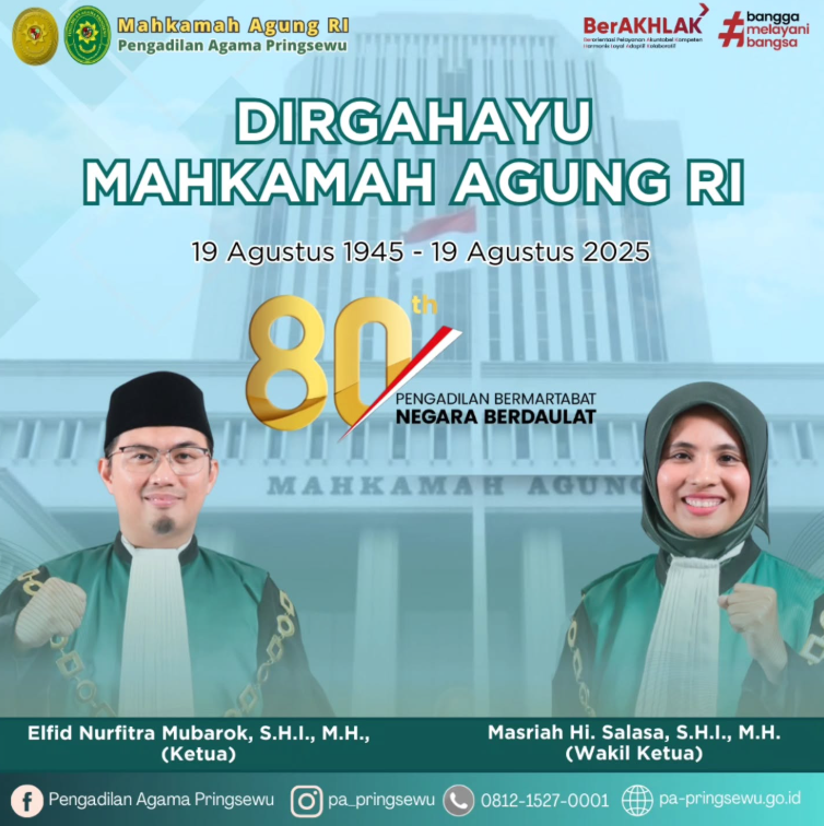 Dirgahayu ke-80 Mahkamah Agung RI 19 Agustus 1945 - 19 Agustus 2025